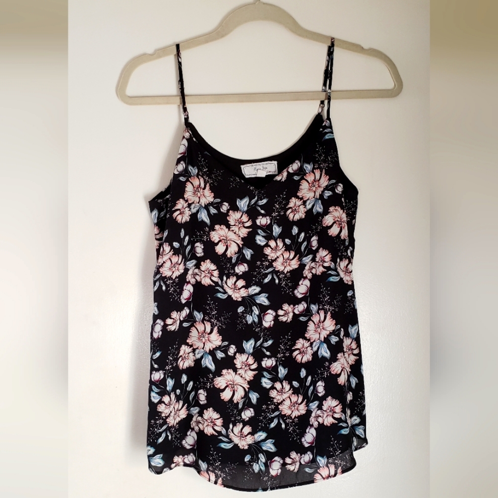 Hippie Rose lined floral spaghetti strap camisole, tank top, Medium